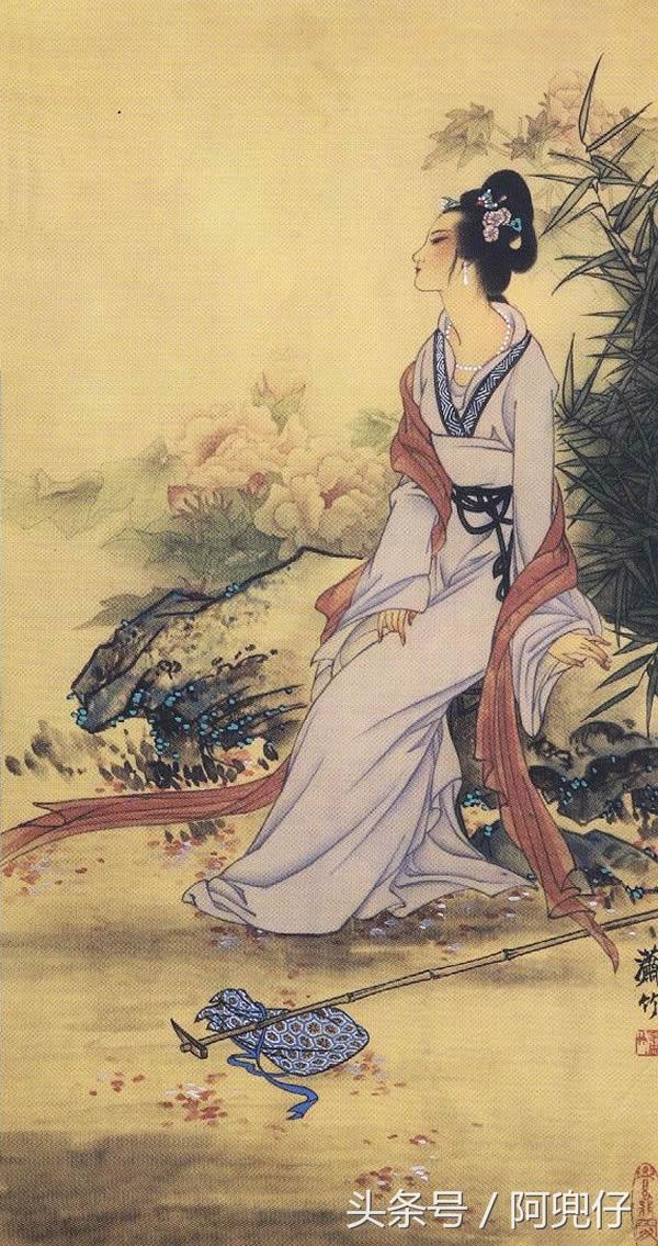 当代国画家徐鹤推荐中国画工笔人物落花美女图集锦