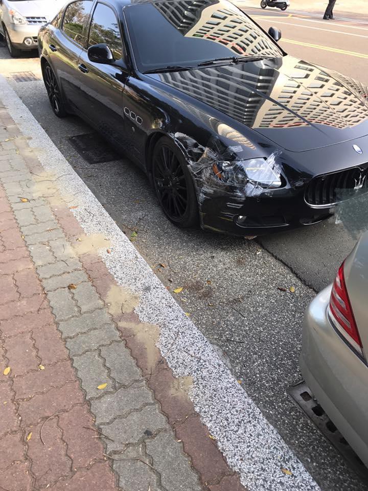 玛莎拉蒂灯坏了竟用胶带粘 有钱买没钱修?