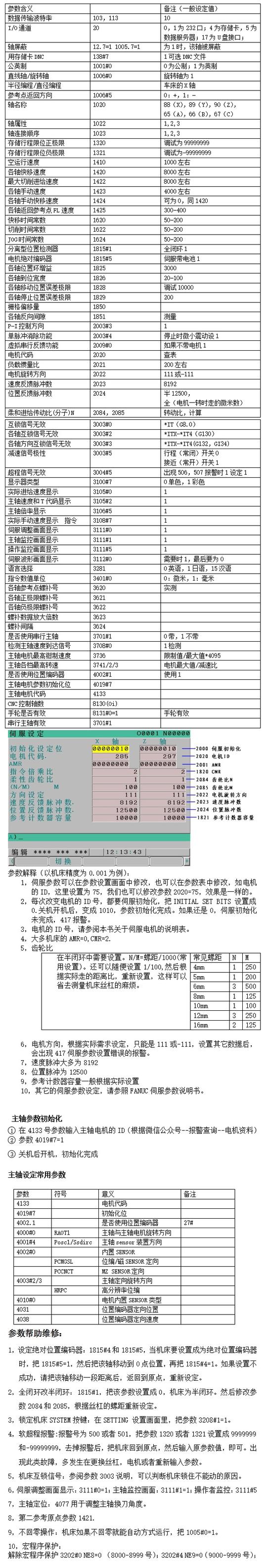 fanuc 数控常用参数