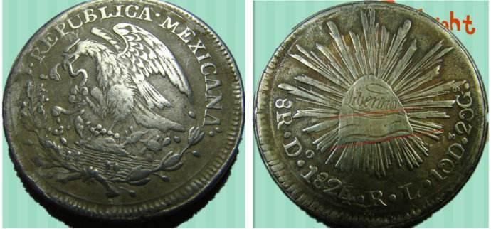 墨西哥银圆又叫做"墨银"或"鹰洋",后讹为"英洋.