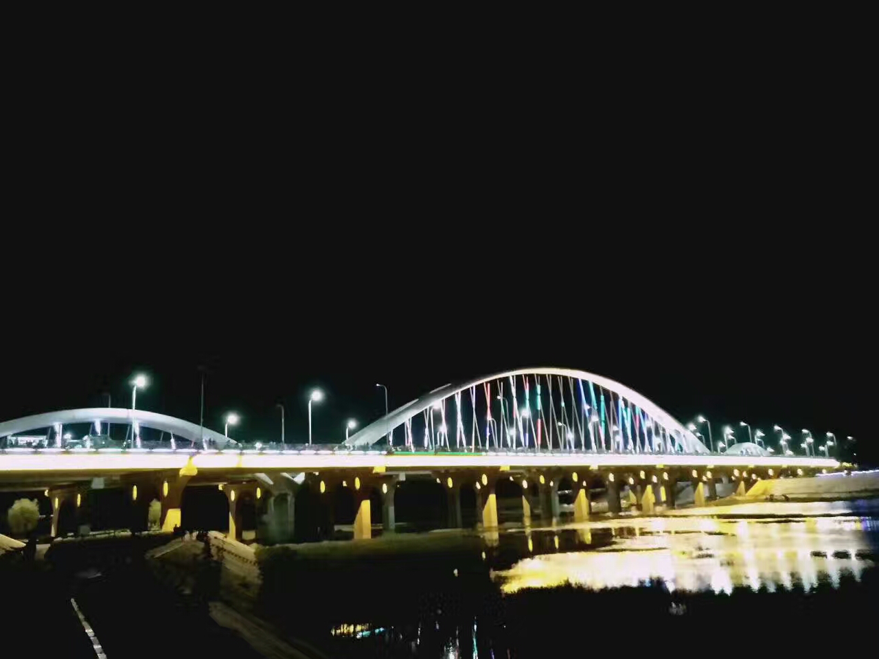邓州北京大道跨湍河大桥彩虹桥夜景