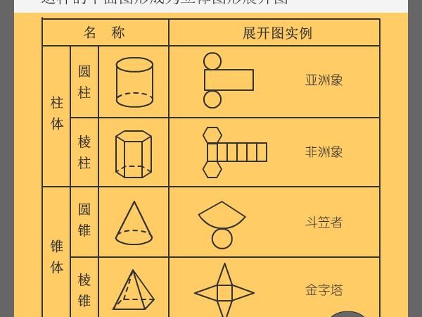 初中数学:立体图形展开图大全,很生动的呈现