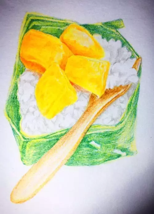 美食绘梁公子的芒果糯米包饭