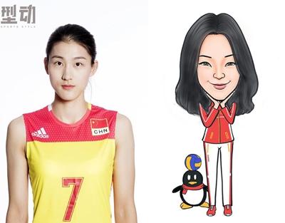 中国女排q版美照朱婷霸气依旧张常宁萌出新高度