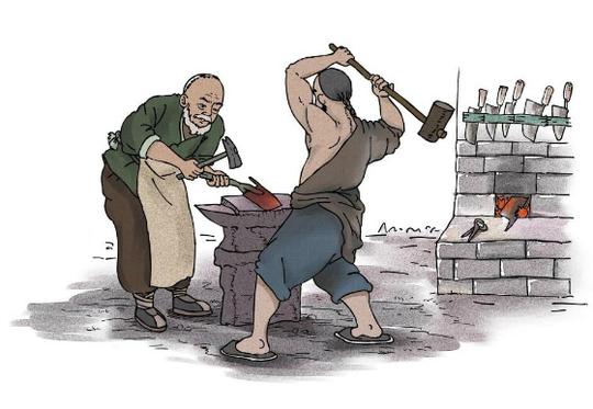 谢师傅的菜刀成了我们如今能看到的比较完整的传统工艺打铁的案例.