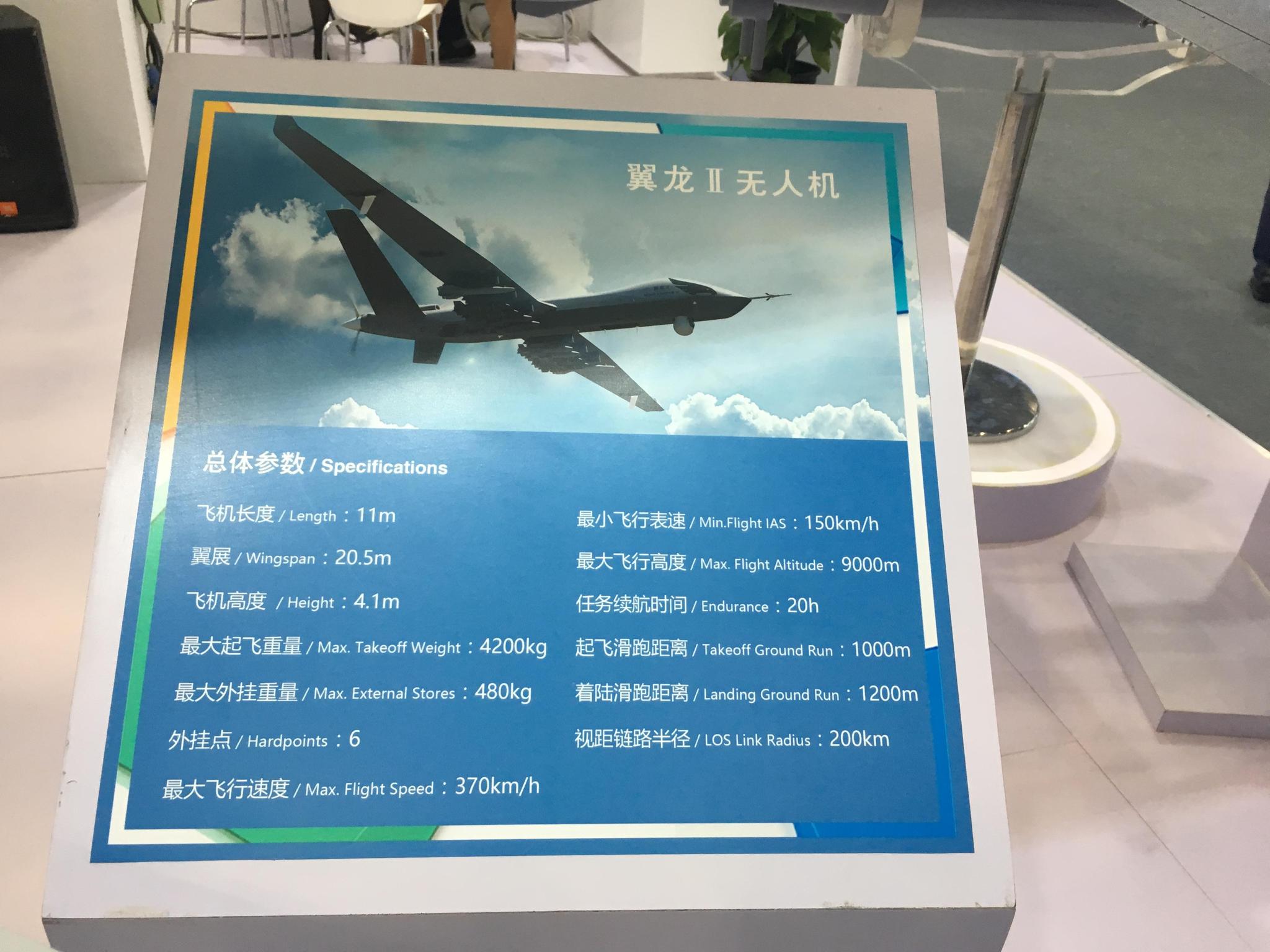 图为翼龙ii无人机的技术参数.