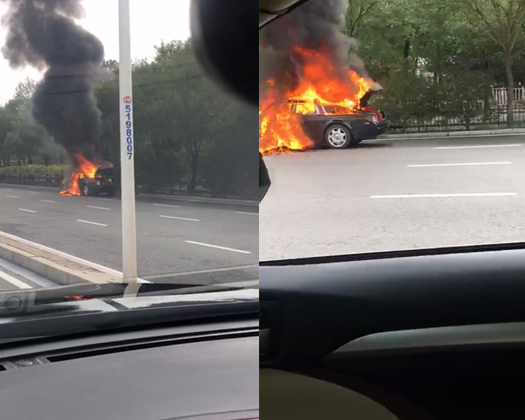 跑婚车有风险！河北街头价值千万劳斯莱斯幻影被烧成灰烬