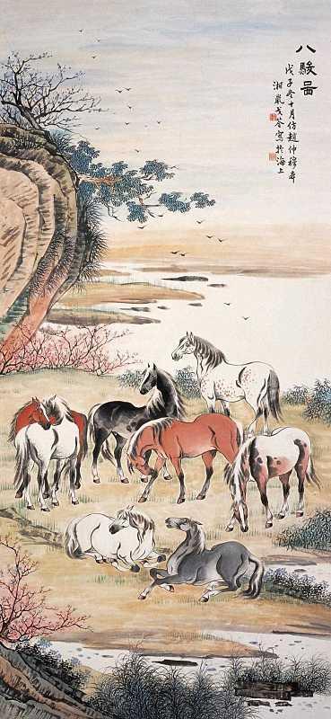 当代的画马高手行家认为他和徐悲鸿齐名郭沫若赞他当代曹霸