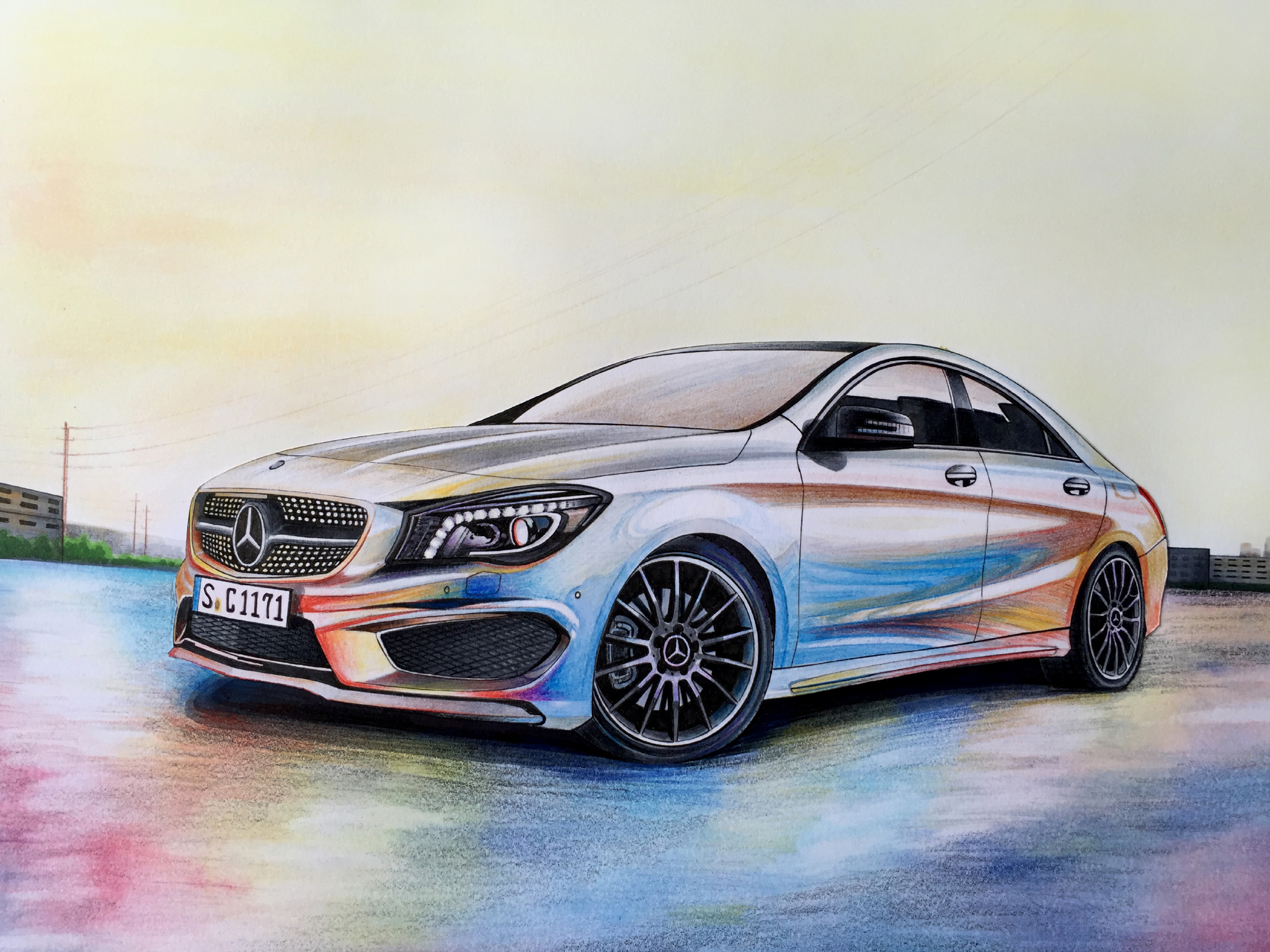 手绘奔驰cla