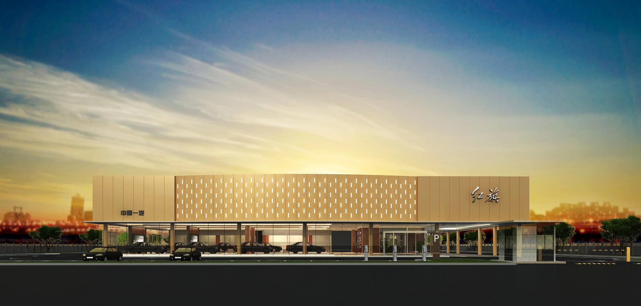 从效果图上我们可以看到,红旗全新4s店外观一改之前的低调风格,采用了
