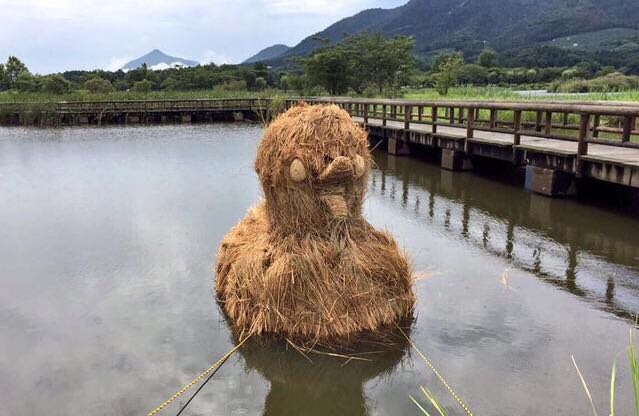 农村也有艺术家秋天稻草编织动物
