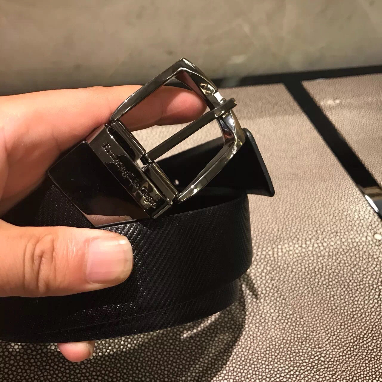 ermenegildozegna腰带男男士扳扣腰带皮带