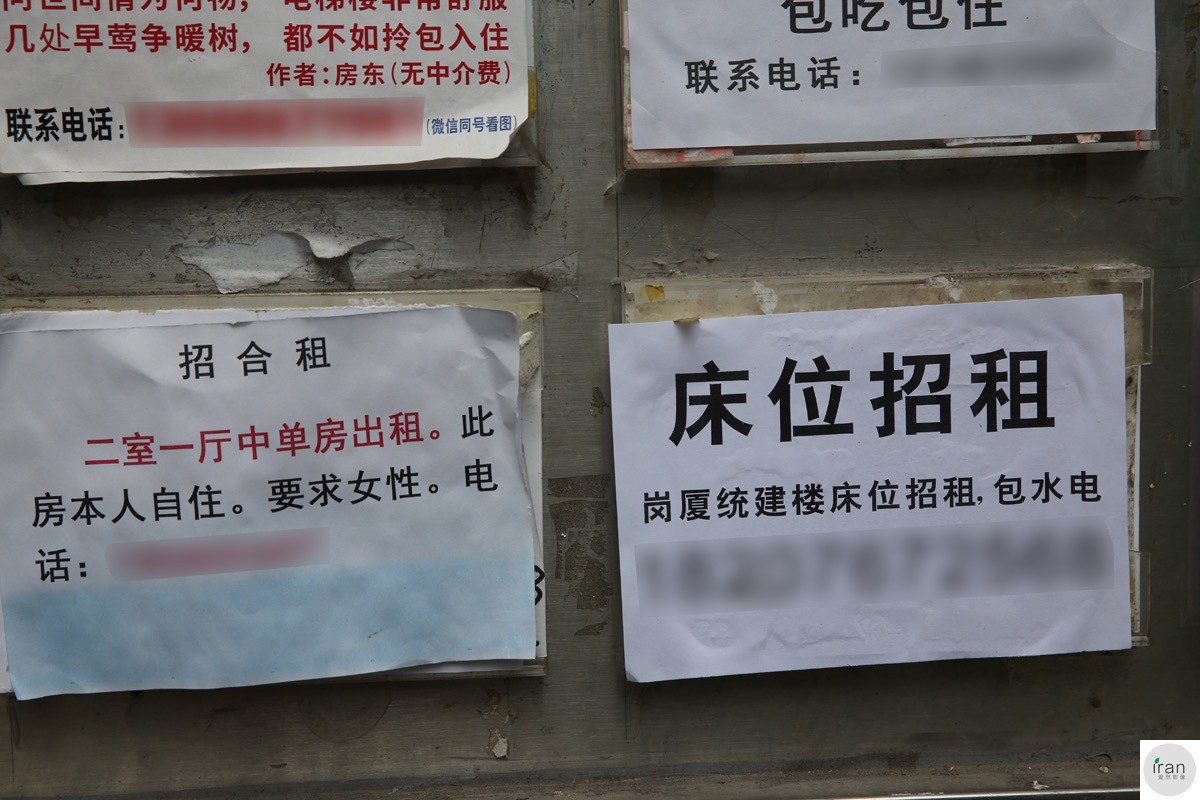 公告栏有很多床位招租的信息,据住在岗厦的人说,有很多刚来深圳的人