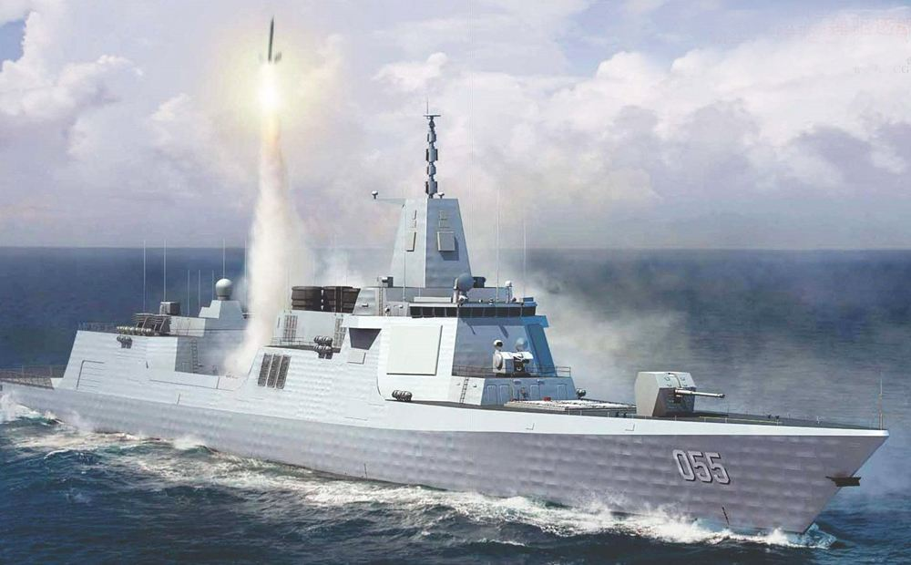 而网友也根据首次公布的清晰照片制作出了055型导弹驱逐舰的cg大图