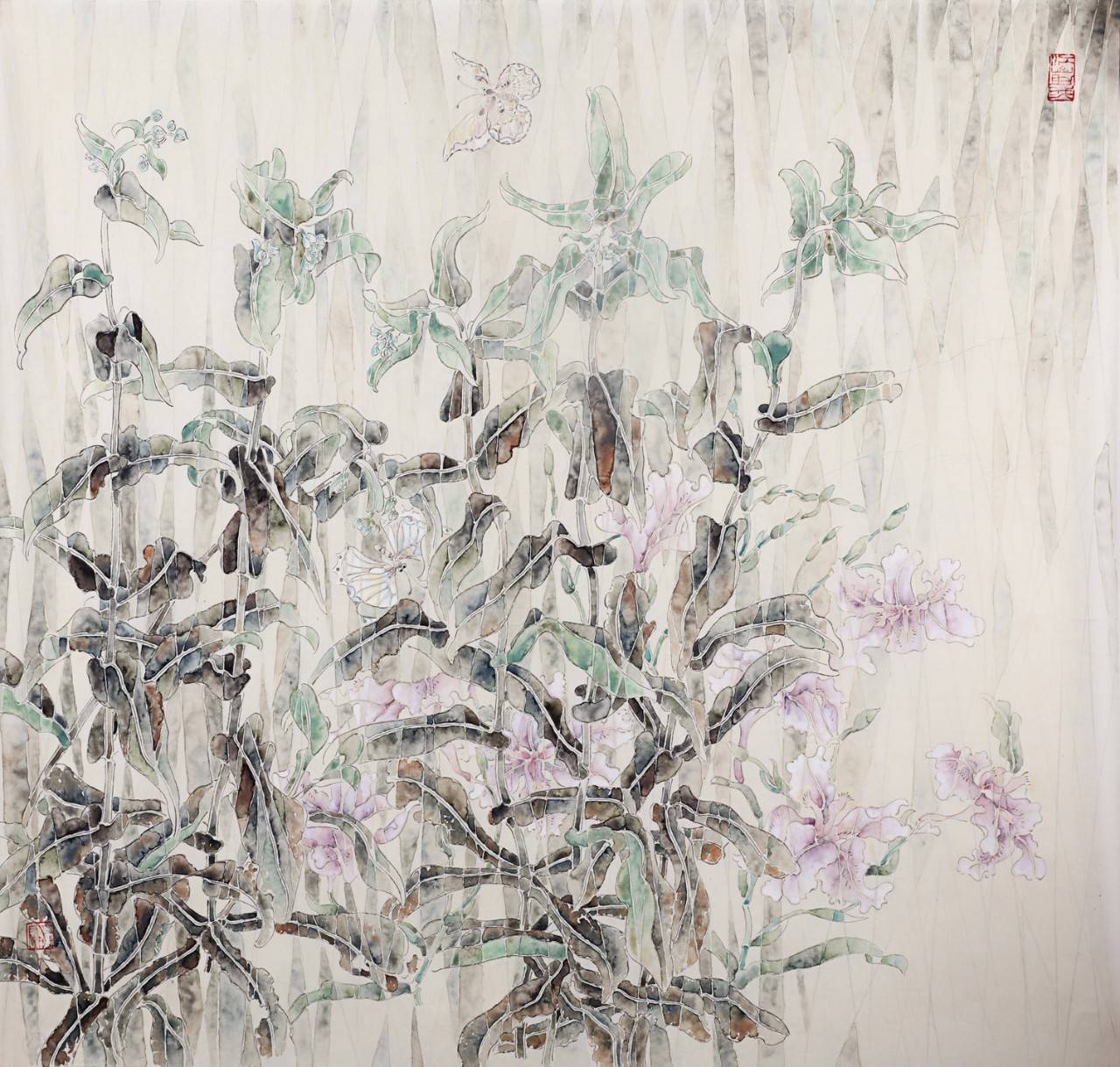 被称为"工笔画块面第一人" 她的画曲雅恬静灵秀 既继承了传统的工笔