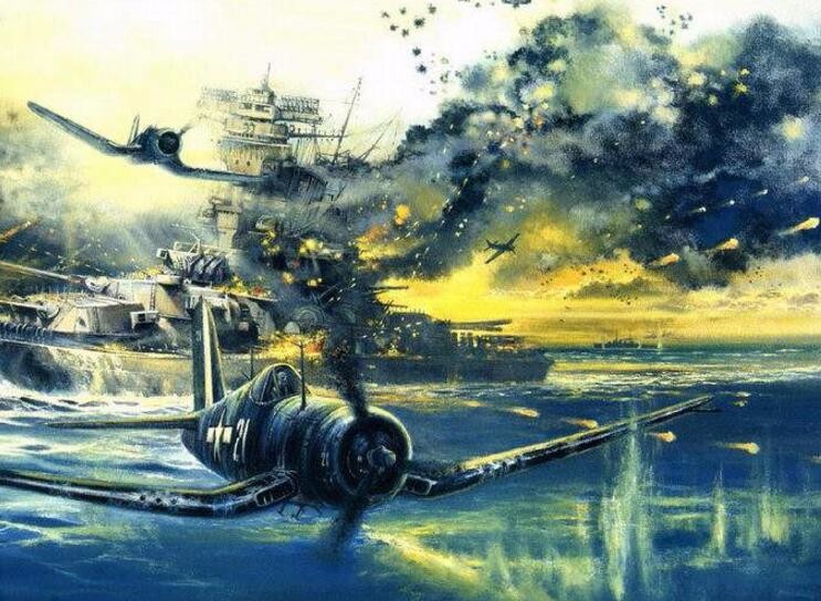 二战时的罕见油画,惨烈的战争前线,最后一张最解恨