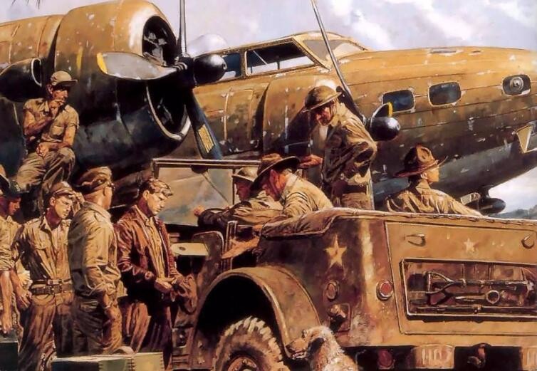 二战时的罕见油画,惨烈的战争前线,最后一张最解恨