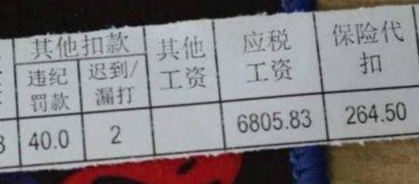 应税工资是6805块钱,还没扣掉个人的保险.