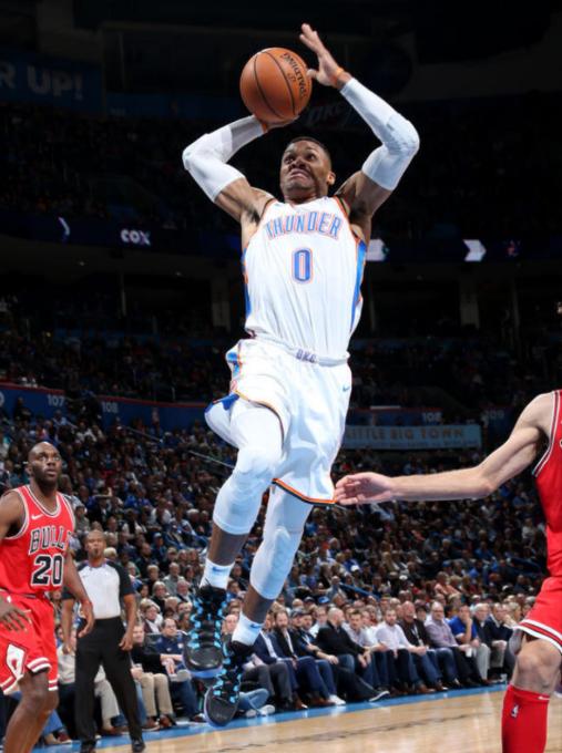 威少飞身暴扣!乔治命中率26.7%,安东尼30%,雷霆主场大胜公牛!