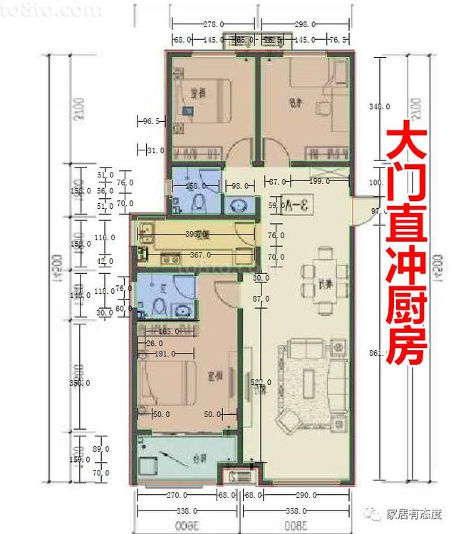 在古籍阳宅三要中有云:开门见灶,钱财多耗.
