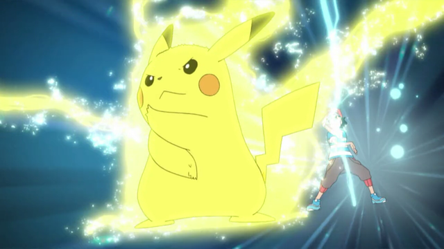 20年后小智的皮卡丘z技能对决小霞的mega进化神奇宝贝谁会赢