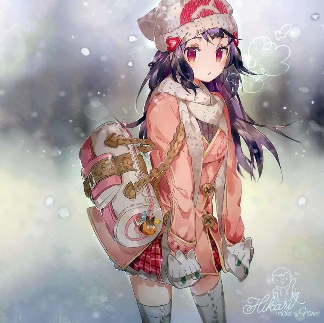 动漫二次元冬季雪花少女这个冬天我想和你在一起