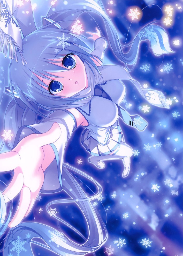 动漫二次元冬季雪花少女这个冬天我想和你在一起