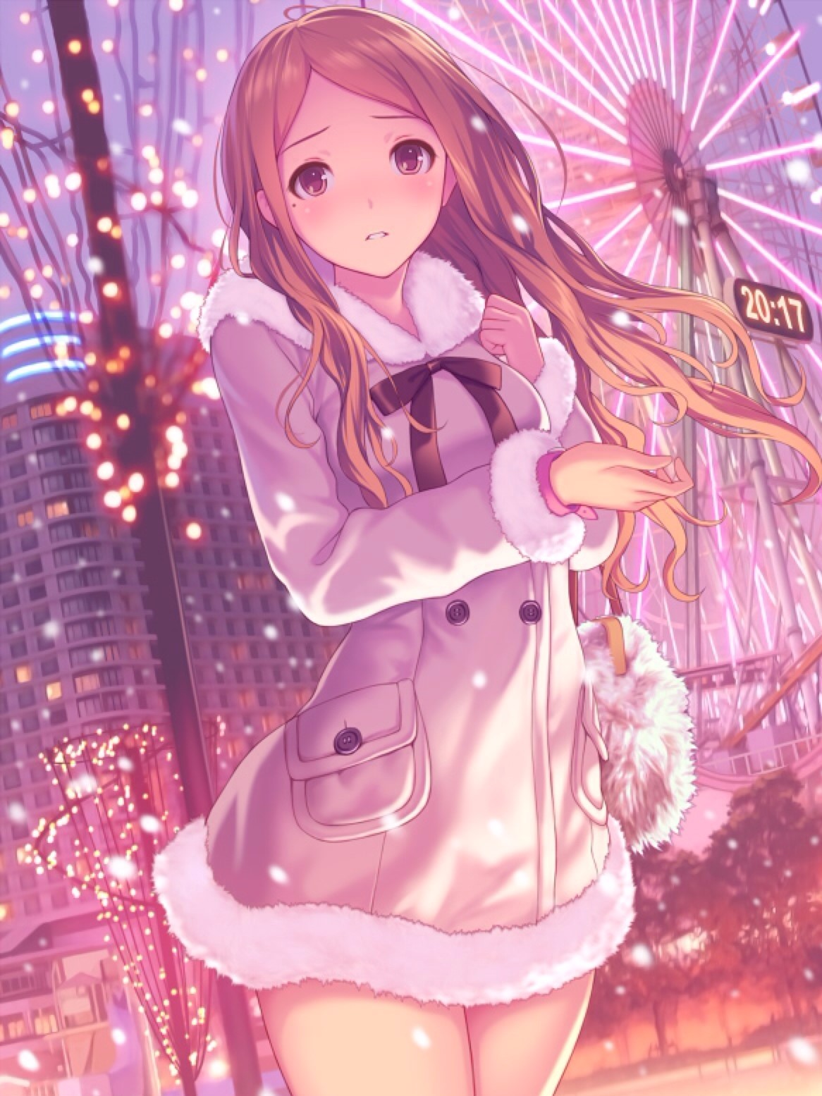 动漫二次元冬季雪花少女这个冬天我想和你在一起