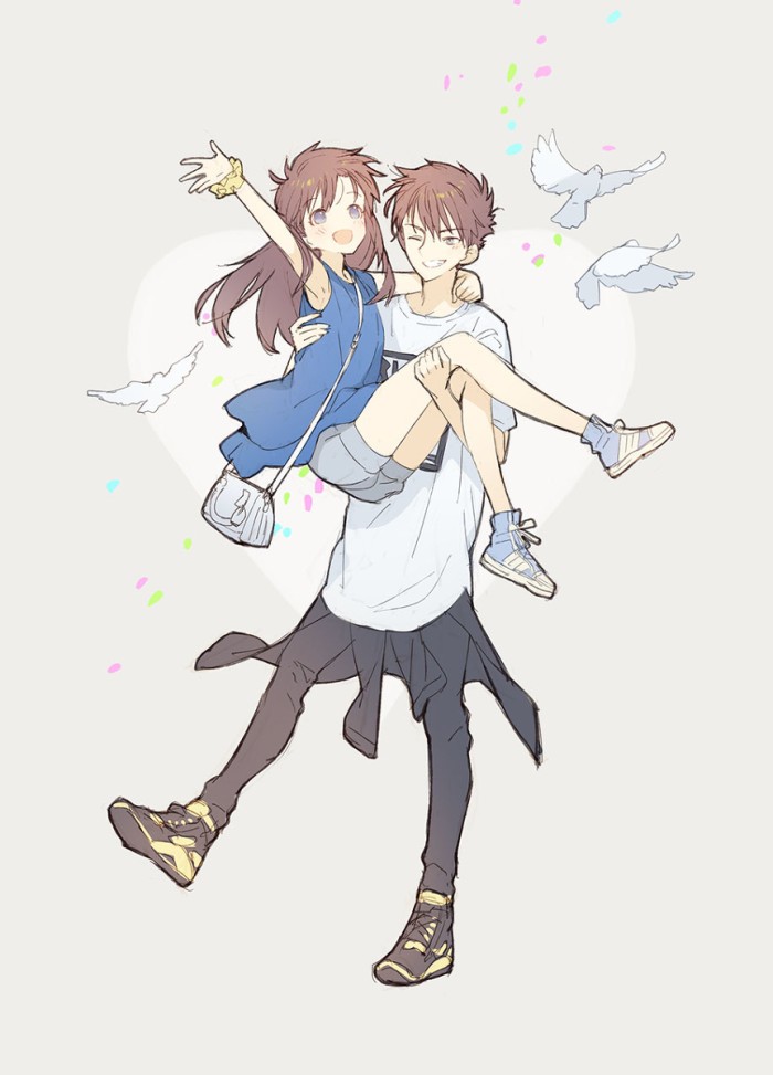 动漫二次元少女壁纸公主抱是最温柔的动作目光紧紧盯着你