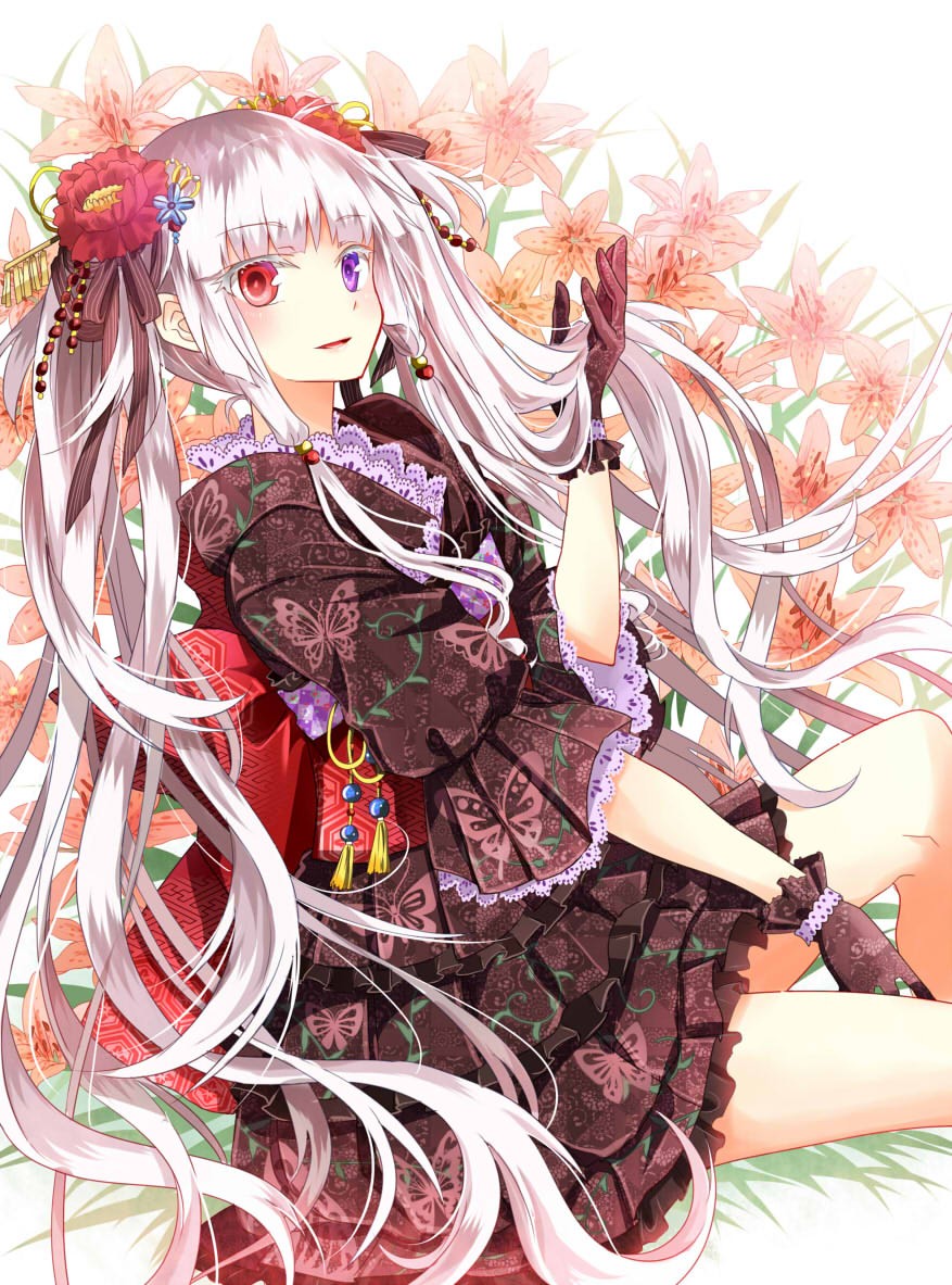 动漫二次元白发美少女鲜花白发佩花君妄笑岁月从不败美人