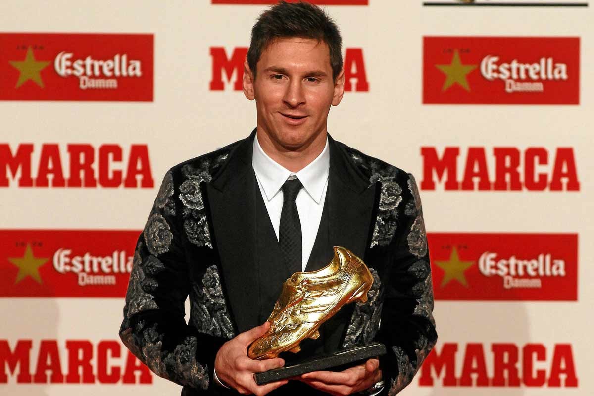 梅西终于追平c罗,四度捧得欧洲金靴奖