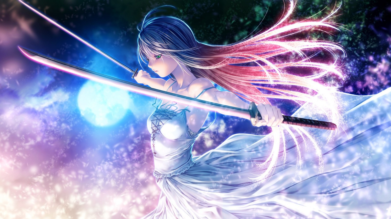 二次元美少女壁纸夜空中那么多星星到底哪一颗是我