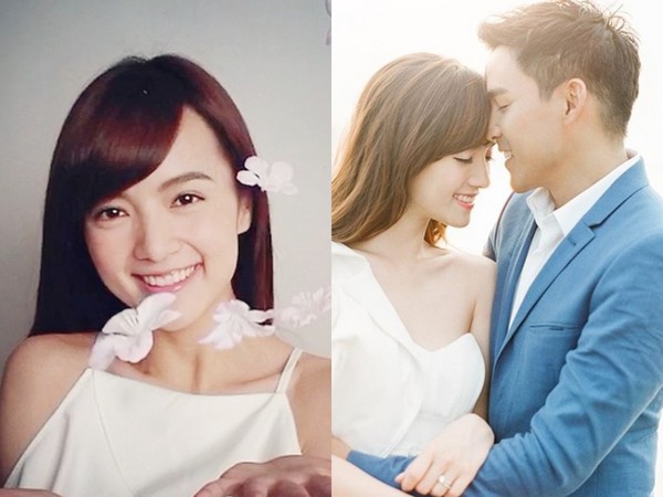 嫁初恋男友"雪白无袖婚纱"美翻▲陈嘉宝结婚,嫁给初恋男友.