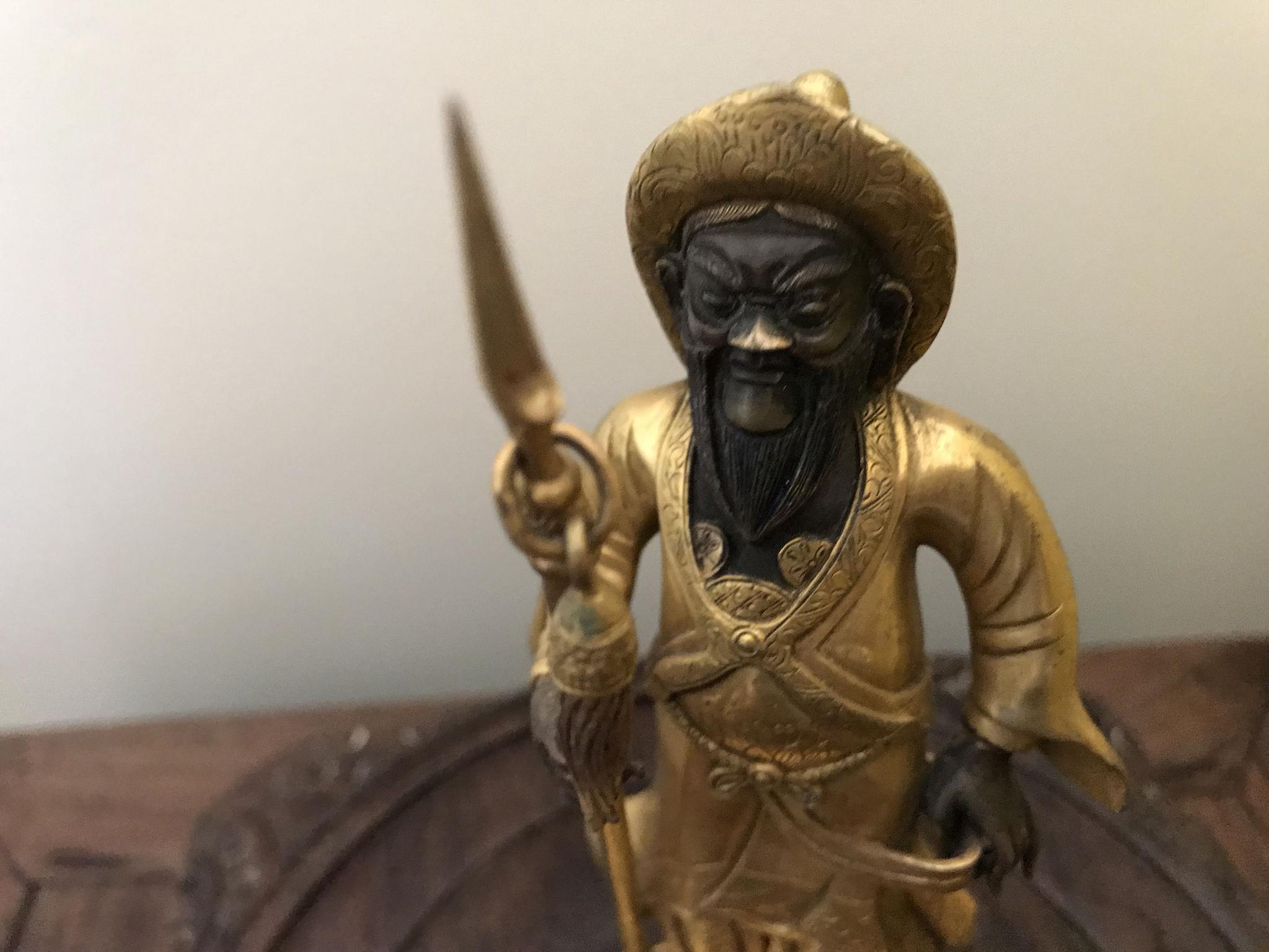 清代中期铜鎏金周仓像