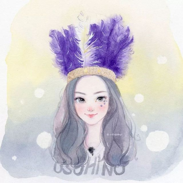 当代国画家徐鹤推荐水彩人物插画头像集锦