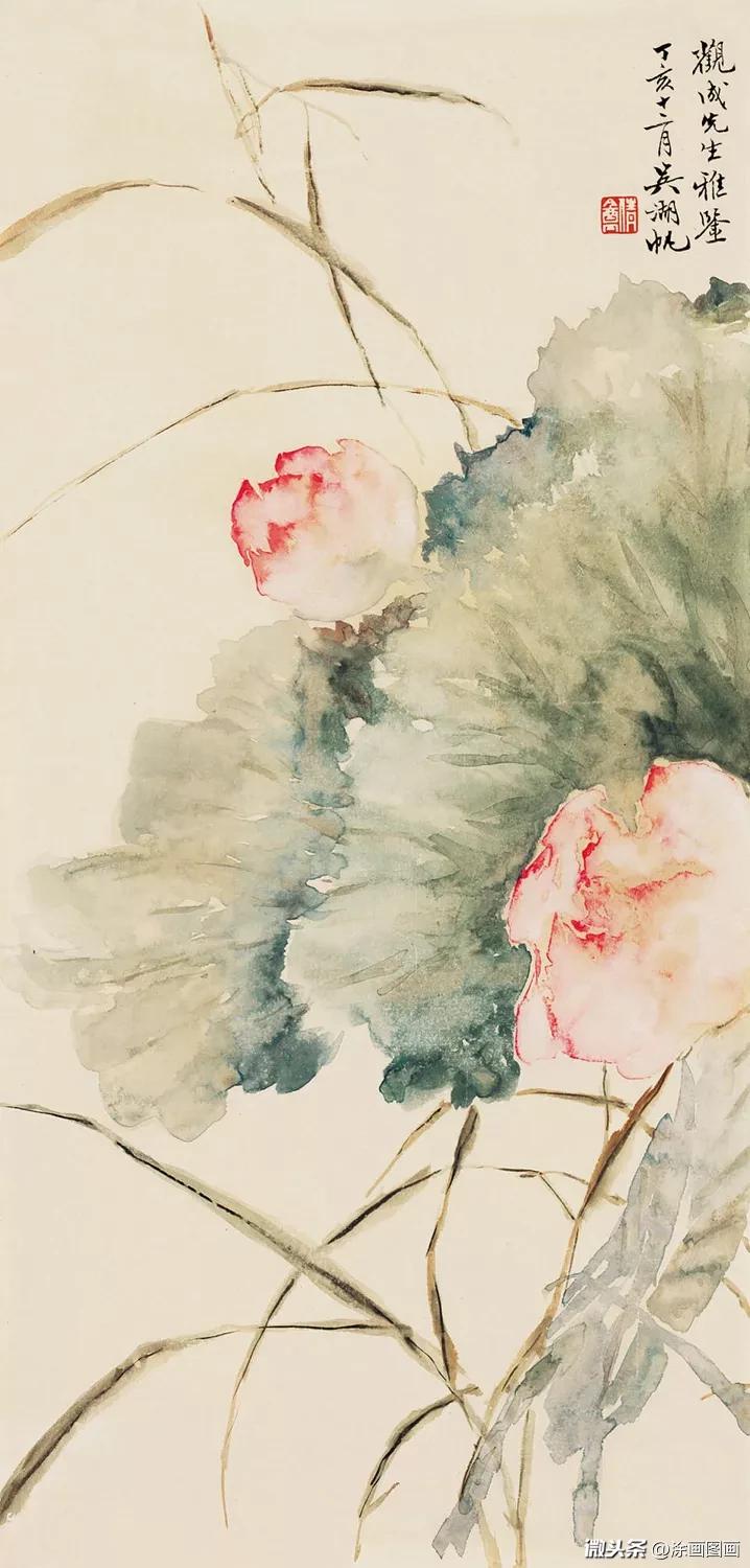 吴湖帆中国画没骨荷花欣赏