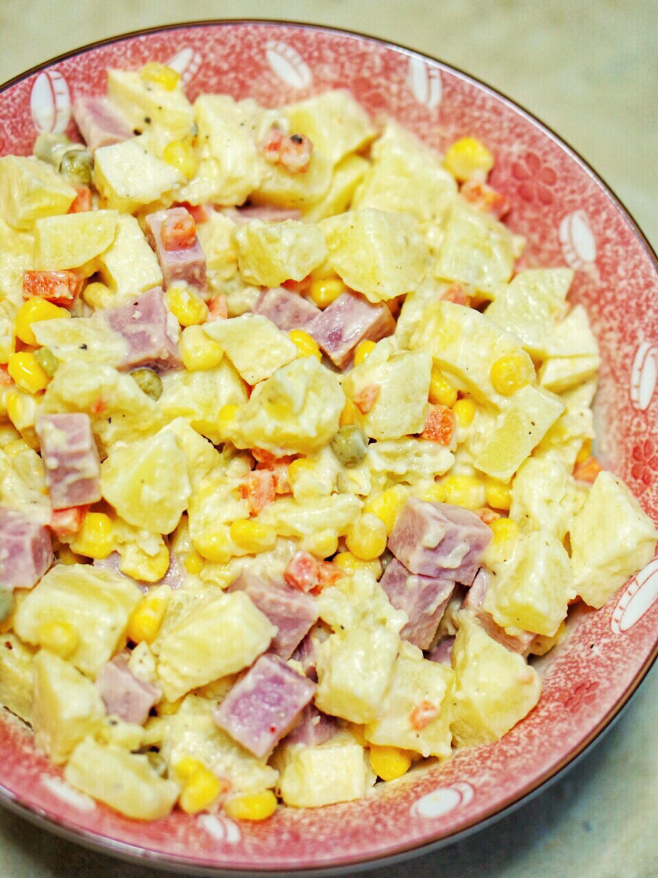 超满足的土豆火腿沙拉,零厨艺又好吃的傻瓜食谱.