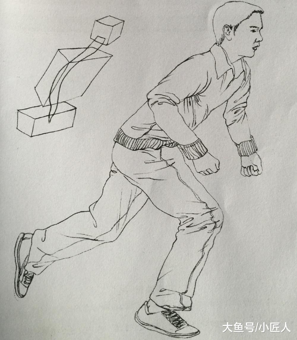 人物动态速写奔跑的男生