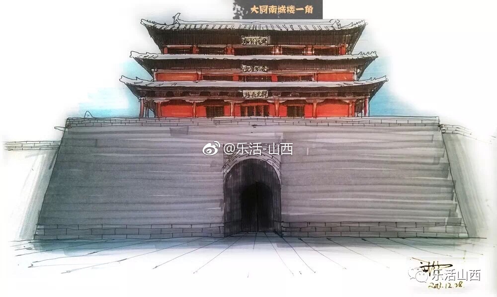 大同后生手绘了一座彩色的大同,这画风太美!