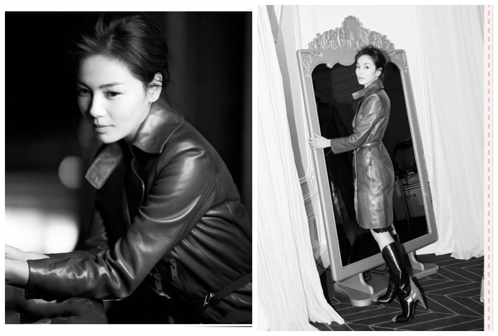 会穿搭的人很多可会穿皮衣的人很少但是刘涛这身红皮衣亮了