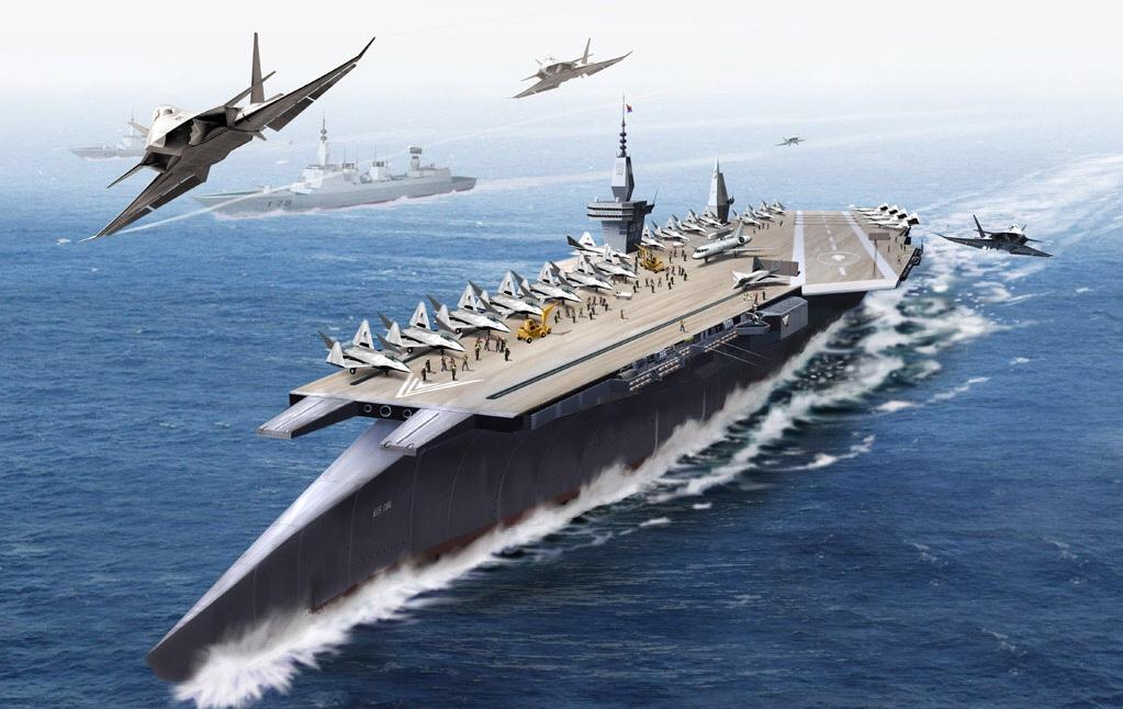 网友设计的中国科幻航母,采用破浪舰艏,速度比摩托车还快!