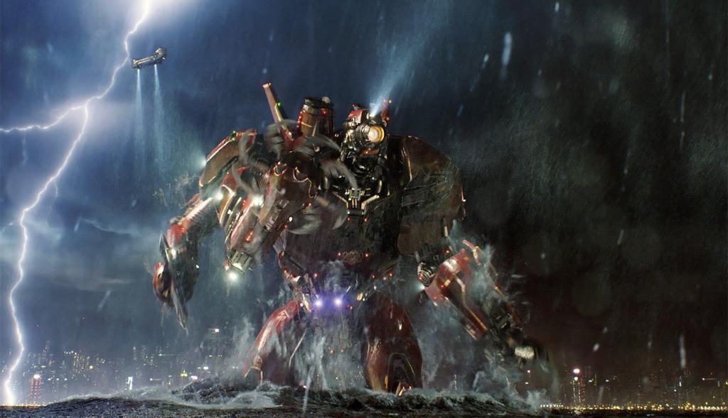 两大巨型机甲对战钢铁间的碰撞科幻大片环太平洋