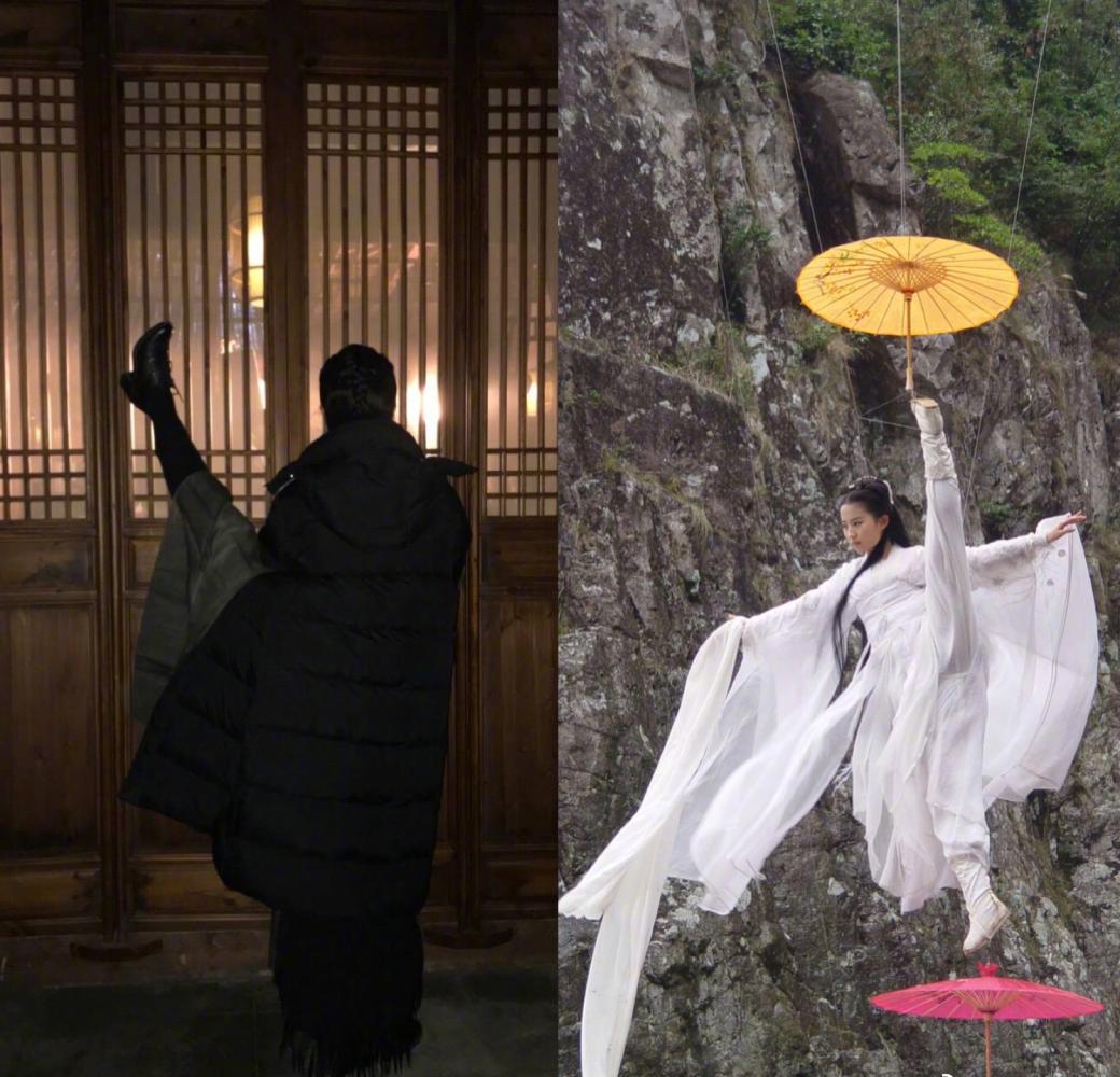 一根铁锁当床睡, 刘亦菲戏中一字马美翻了|刘亦菲|神雕侠侣|小龙女