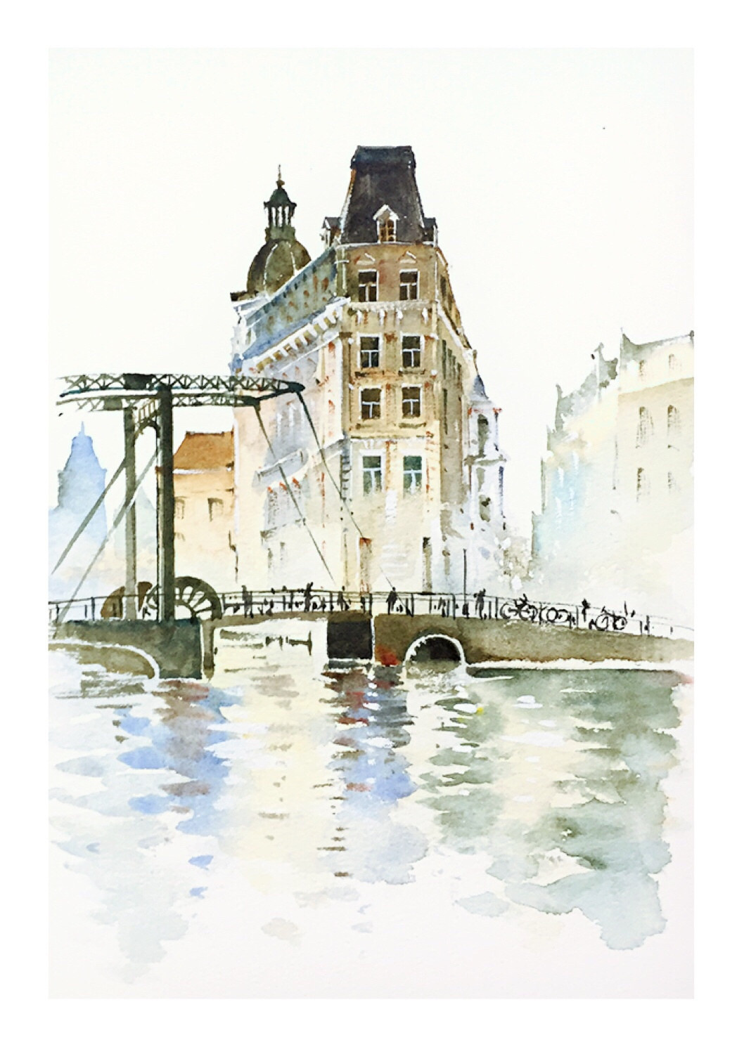 水彩城堡建筑插画呼啊呦