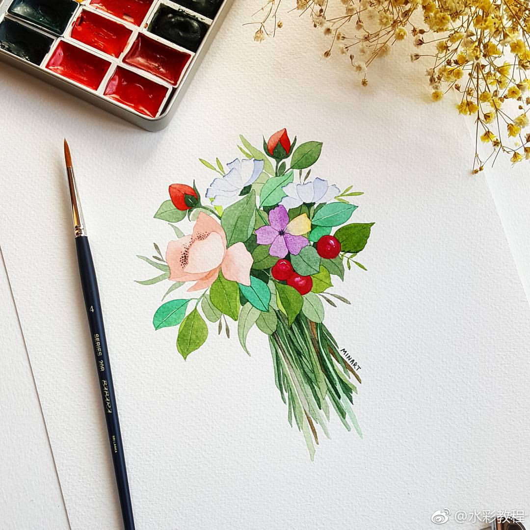 水彩植物花卉作品欣赏 by ins:minartillust
