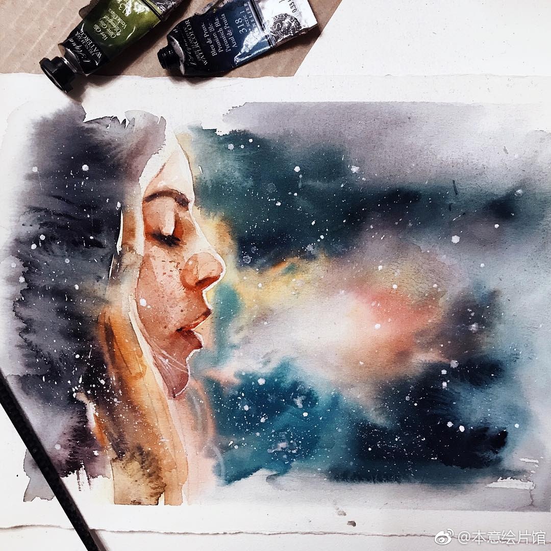 艺术家mayorova anna水彩人像/电影场景 欣赏.| ins:mayooroova