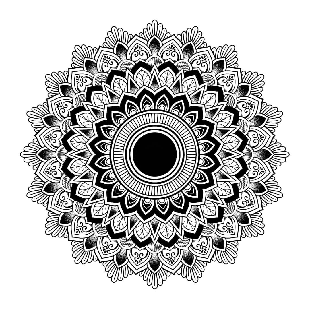 曼陀罗 禅绕画 黑白插画 黑白装饰画 我们得