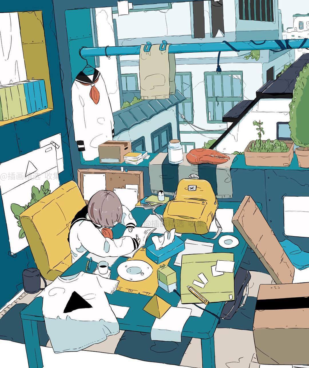 慵懒的女孩和杂乱的宿舍daisukerichard444