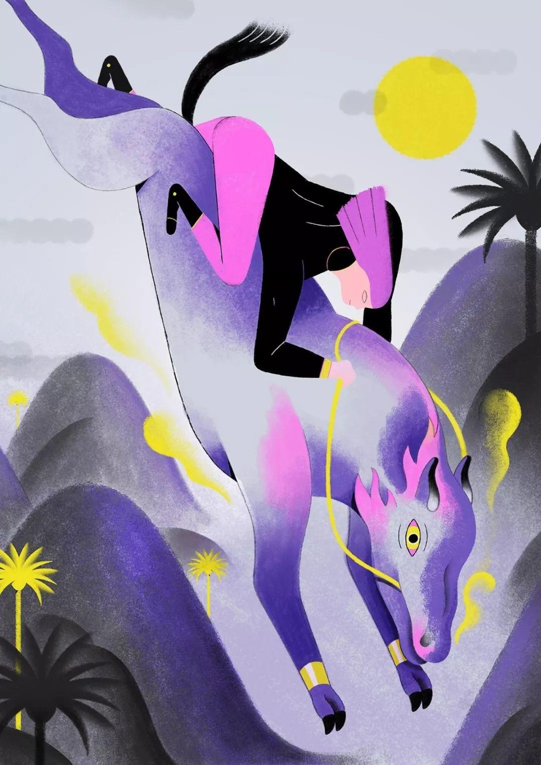 法国插画师lilidesbellons充满迷幻色彩的插画作品