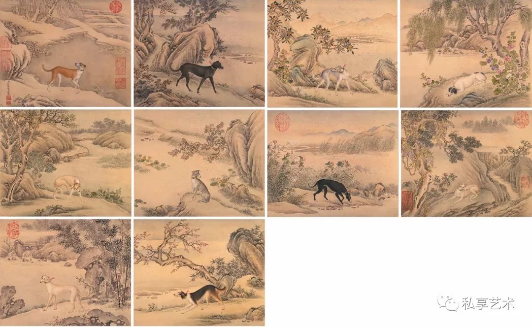 瑞犬迎新:乾隆皇帝的至宠名犬,艾启蒙绘《十骏犬图》册